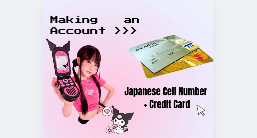 phone number and credit card pictured to indicate what is needed to buy tickets in japan
